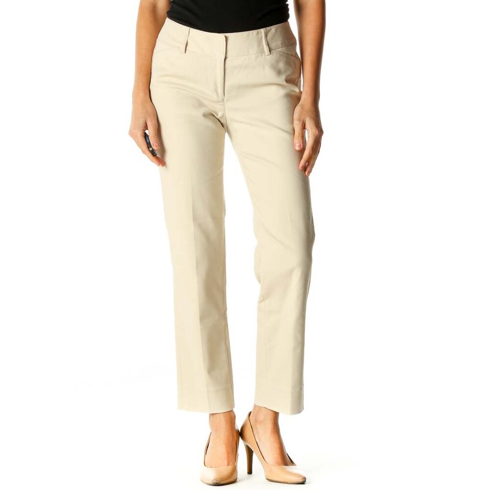 White House Black Market Beige Solid Classic Trousers